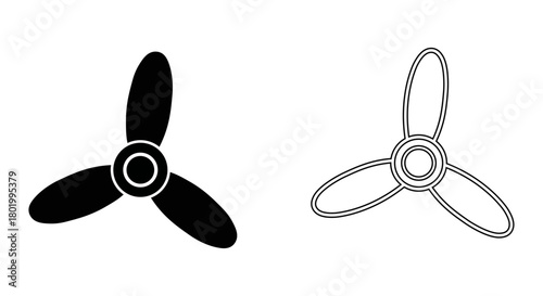 Three-Blade Propeller Fan Vector Icon Design for Technology and Industrial Use