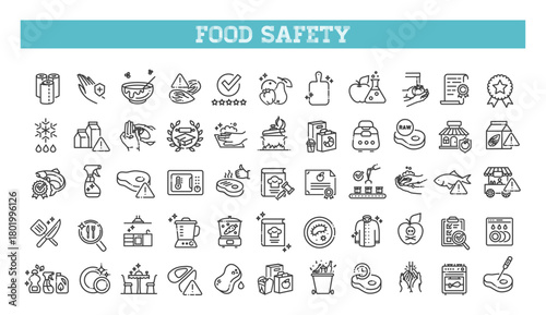 Set of outline food safety icons