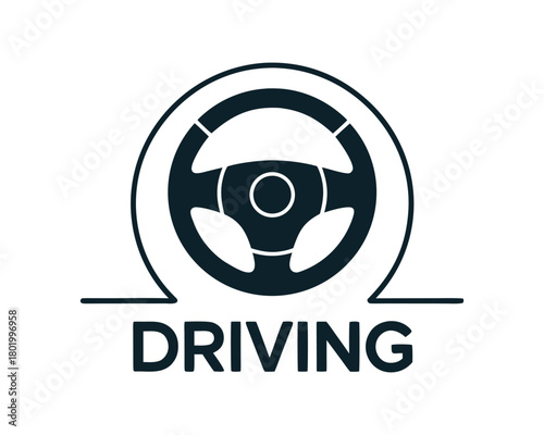 Driving instruction car steering wheel icon on transparent background