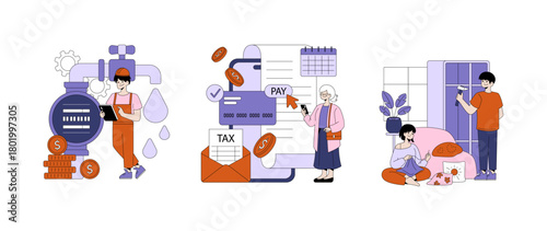 Illustrated Scenes of Daily Activities