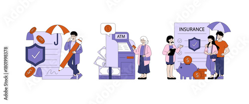 Financial Services and Insurance Concept Vector Illustration