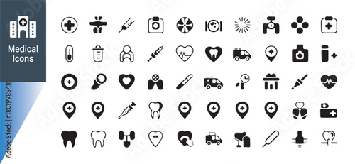 Healthcare Icon Collection. Medical Tools and Wellness Symbols Vector Eps 10