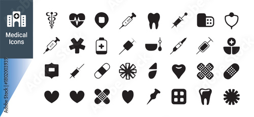 Medical Icons Set – Healthcare Symbols and Hospital Elements Vector Illustration Eps !o