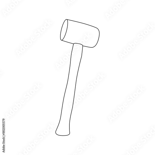 Illustration of a mallet with a cylindrical head and a slender handle in a simple outline style