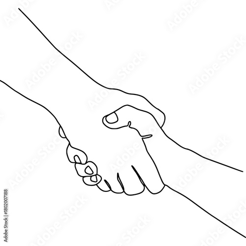 One line drawing of shaking hands to deal a contract. Continuous line drawing of business concept. Vector illustration design