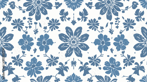 Winter snowflake seamless floral pattern vector illustration
