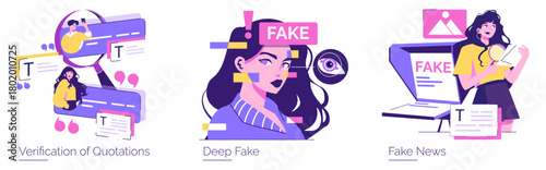 Deepfake Awareness in Modern Media Vector Illustration