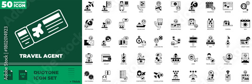 Travel Agent Duotone Editable Icons set