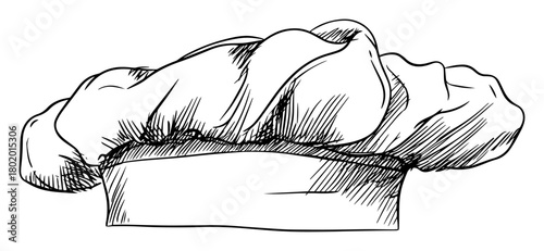 chef hat kitchen uniform vector sketch fine lines in ink engraving style