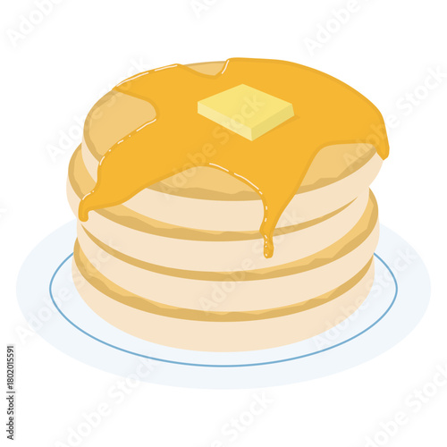 pancakes with butter and honey illustration