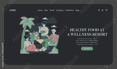 Wellness Resort Dining Experience Vector Illustration
