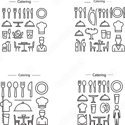 Food service icons for catering restaurant