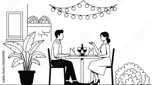 Couple enjoying a romantic dinner date by candlelight