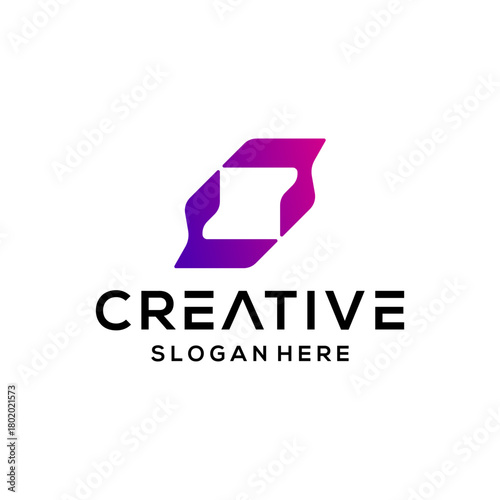 letter o logo negative space vector icon illustration