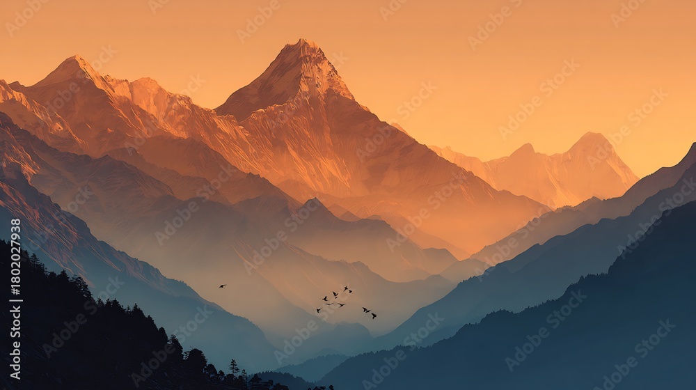 Obraz premium Beautiful mountain range landscape wallpaper scenic view nature background travel photography adventure peak