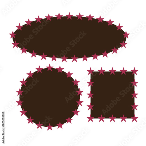 vector illustration of a set of shapes oval square circle star border element shapes decoration scrapbook label
