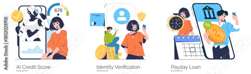 AI Credit Score Evaluation Vector Illustration