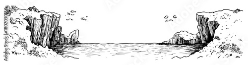 river canyon landscape sketch