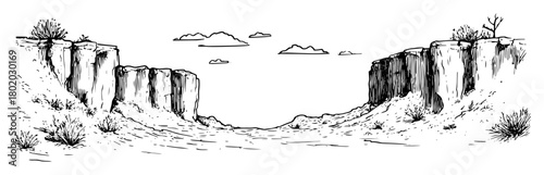 desert canyon valley sketch