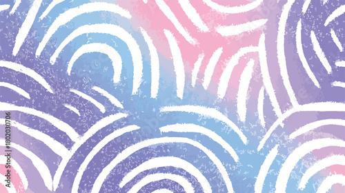 パステルカラーの虹のような模様が重なり合う、抽象的で幻想的なベクター背景イラスト