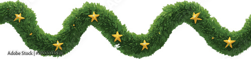 Wavy Pine Garland with Gold Stars