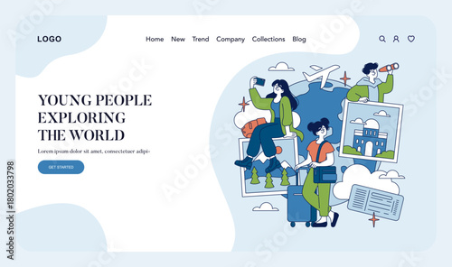Young People Traveling the World Vector Illustration
