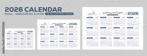 2026 Gregorian and Hijri Calendar - 1447 - 1448 AH