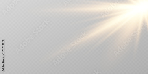 Transparent sun ray flare effect bright glowing vector.