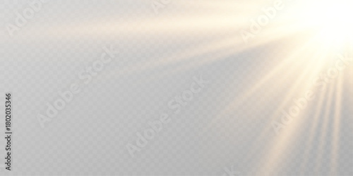 Transparent sun ray flare effect bright glowing vector.