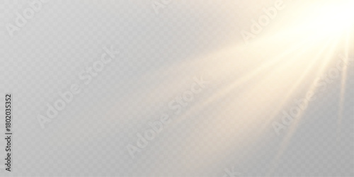 Transparent sun ray flare effect bright glowing vector.
