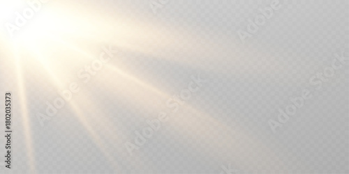 Bright sun flare light beam transparent vector effect.