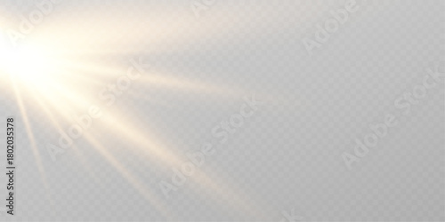 Shining sun lens flare burst vector sunlight glow.