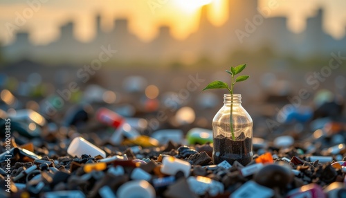 Sunset Serene Beach Debris Plastic Litter Plant