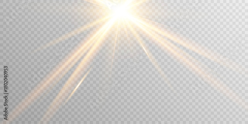 Sunny yellow light burst glare shine vector effect PNG.