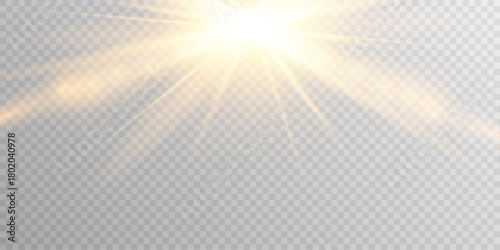 Sunny yellow light burst glare shine vector effect PNG.