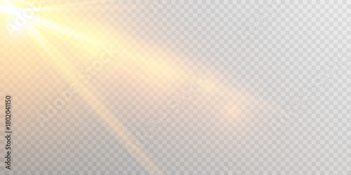 Golden dawn sunbeam shine sparkle glare effect PNG.