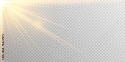Golden dawn sunbeam shine sparkle glare effect PNG.