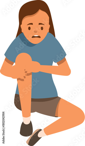 Athlete feeling a sharp pain in her knee after a workout or competition