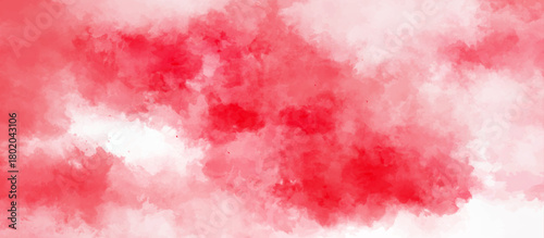 Abstract Red vibrant watercolor background. White and red gradient colorful background design. Hand drawn paper texture. Aquarelle painted brushstrokes painting backdrop.	
