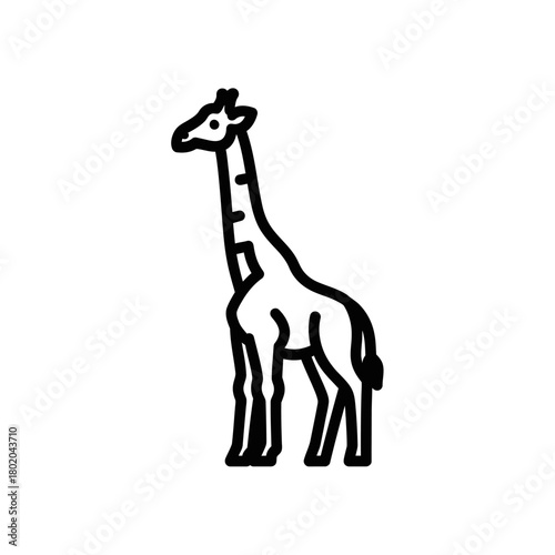 Stylized Outline of a Giraffe with Distinctive Neck and Spots.