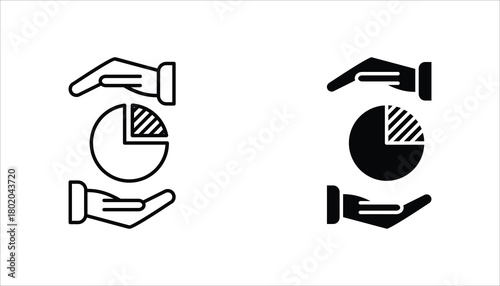 Market share icon set. Business Concept. Thin linear market share, money, internet outline icon isolated on white background.