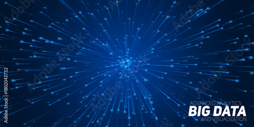 Abstract flow of data in cyber wormhole. Quantum computing information vortex. Digital singularity. Big data technology