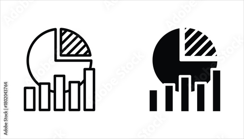 Market share icon set. Business Concept. Thin linear market share, money, internet outline icon isolated on white background.