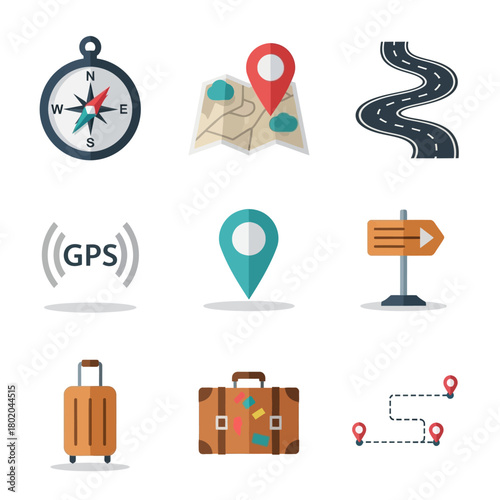 Vector Illustration of a Brown Suitcase with Wheels and Handle, Travel Concept.