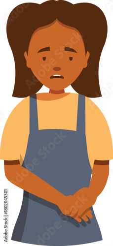 Sad, ashamed waitress feeling guilty after making a mistake at work