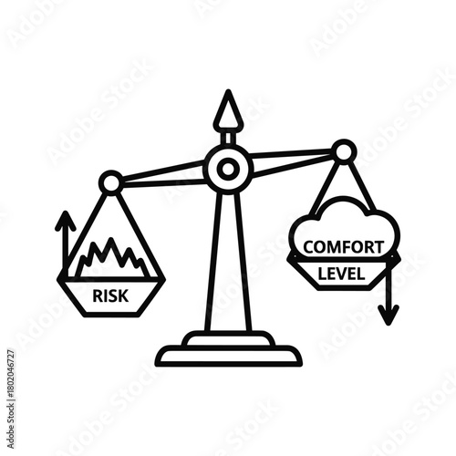Scales balancing risk and comfort level, representing decision making and tradeoffs