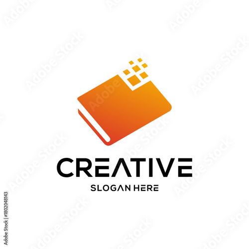 book data pixel tech logo design