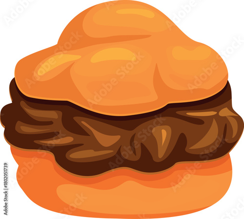 Single cream puff filled with chocolate cream, showing its delicious and tempting aspect