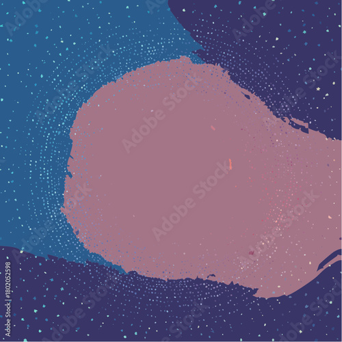 Abstract deep space galaxy, nebula, stars in pointillism style. Vintage stippled background of glowing star clusters in outer sky.