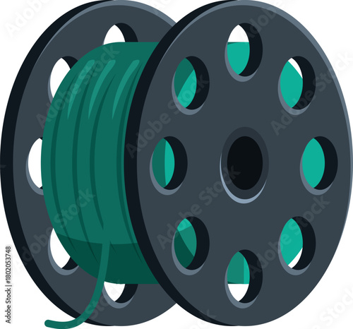 Green filament on a spool for 3d printer extruder fused deposition modeling
